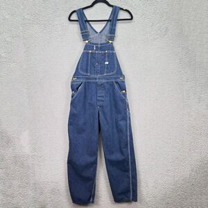 VTG Lee Overalls Mens 38x28 Blue Dark Wash Union Made USA Workwear Jelt 60s-70s